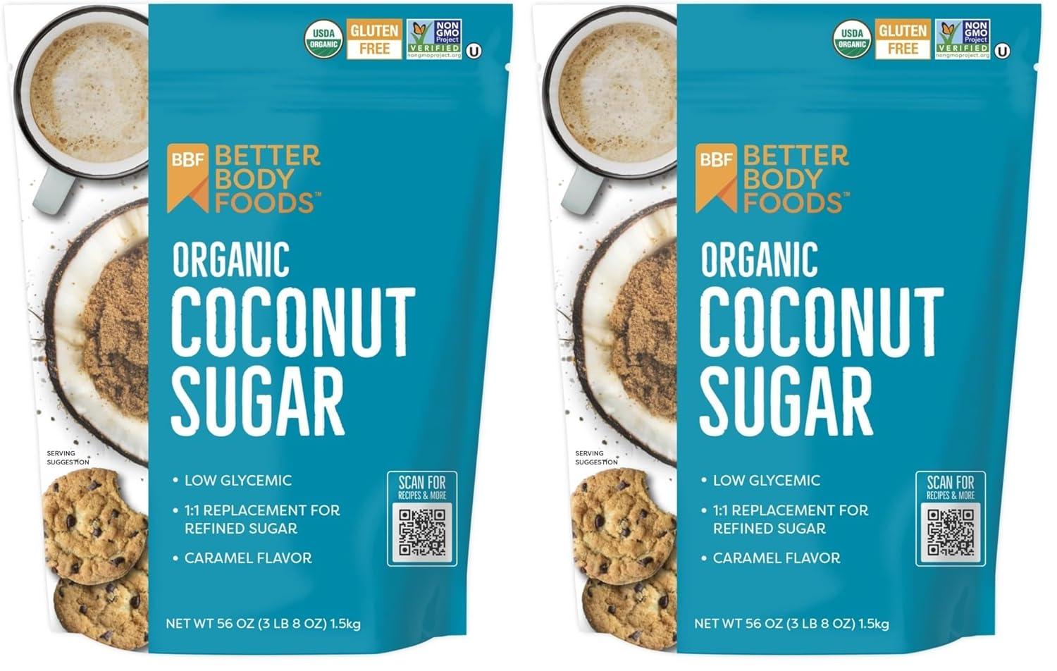 image:imageBetterBody Foods Organic Coconut Sugar GlutenFree NonGMO Low Glycemic Sugar Substitute 15 lbs 24 OunceCoconut Sugar