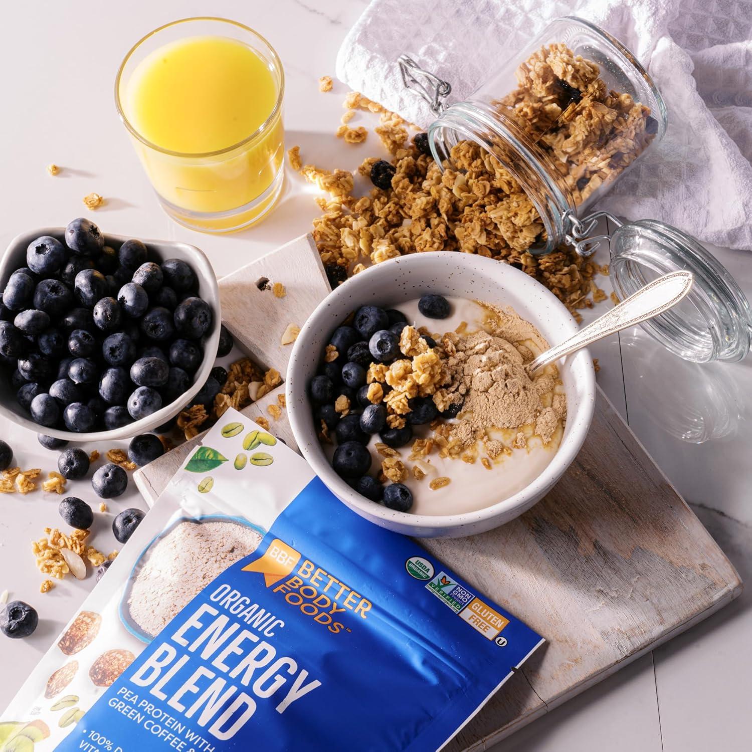 image:imageBetterBody Foods Organic Energy Blend PlantBased Protein Blend made with Naturally Energizing Green Coffee Extract and Maca Glutenfree NonGMO 127 Ounces