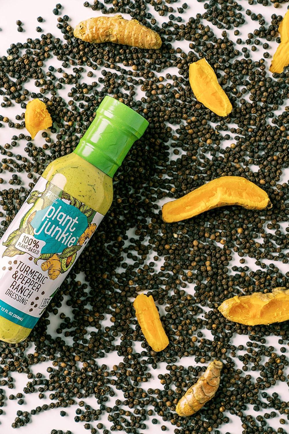 image:imagePlant Junkie Chipotle Ranch Dressing PlantBased Salad Dressing 12 OuncesTurmeric Black Pepper Ranch Dressing