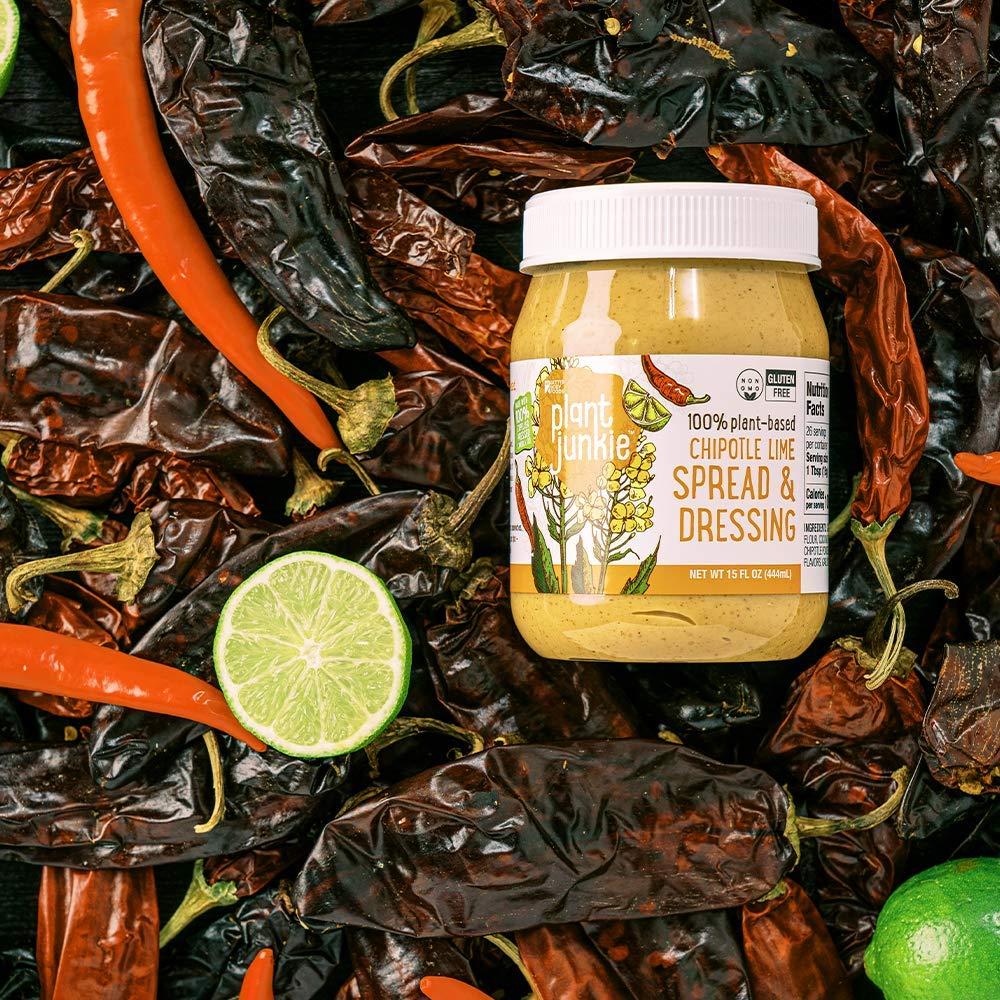 image:imagePlant Junkie Creamy Vegan PlantBased Avocado Oil Spread 15 Fluid OuncesCanola Oil Spread Dressing Chipotle Lime