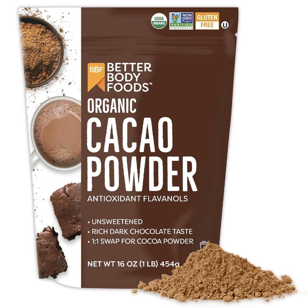 image:imageBetterBody Foods Organic Cacao Powder Rich Chocolate Flavor NonGMO GlutenFree Cocoa 16 ounce 1 lb bag16 Ounce Pack of 1