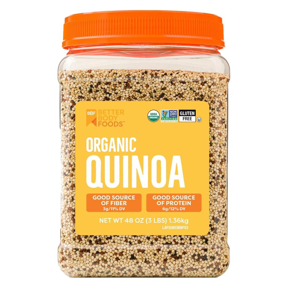 image:imageBetterBody Foods Organic Quinoa Vegan Gluten Free Low Glycemic Rice Replacement 24 ounce3 Pound Pack of 1