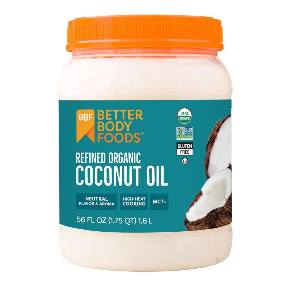 image:imageBetterBody Foods Organic Refined Coconut Oil 56 Fl Oz All Purpose Oil for Cooking Baking Hair and Skin Care56 Fl Oz Pack of 1