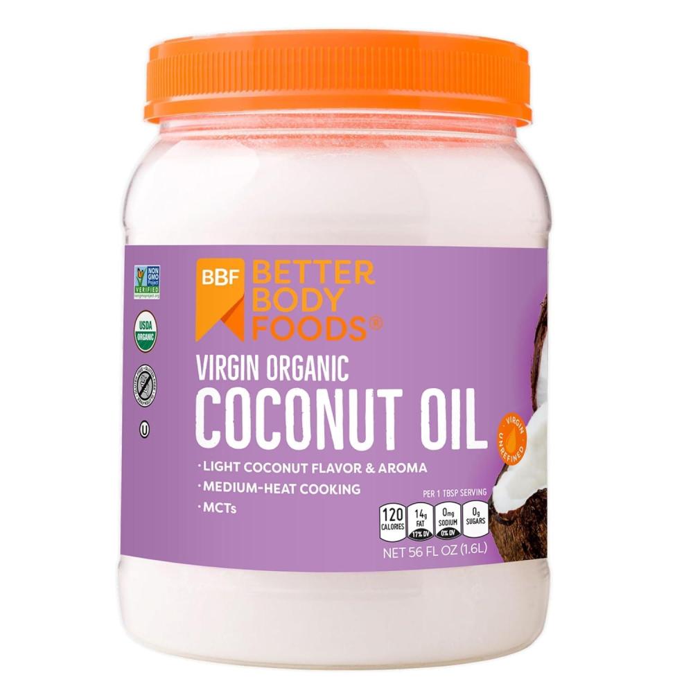 image:imageBetterBody Foods Organic Unrefined Coconut Oil Hair amp Skin Moisturizer Baking amp Cooking Oil Light Aroma and Flavor Butter Alternative 56 Fl Oz56 Fl Oz Pack of 1