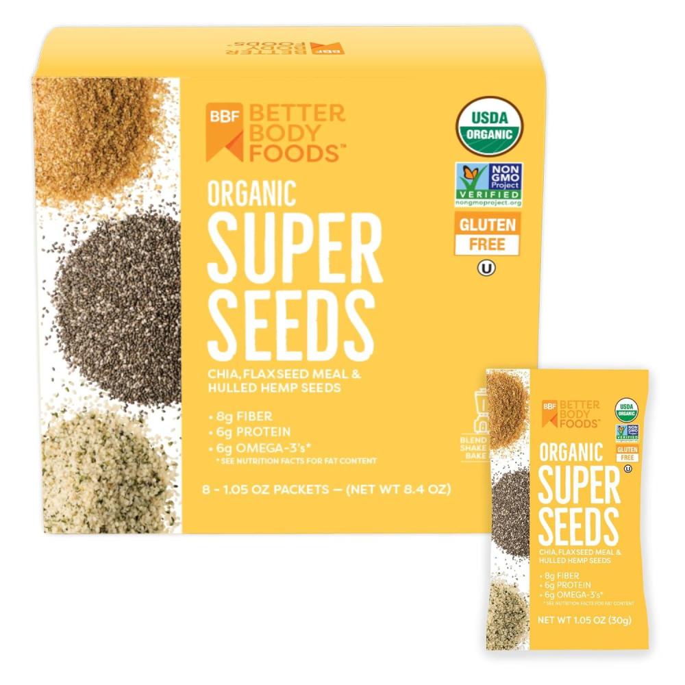image:imageBetterBody Foods Superfood Organic Super Seeds Blend of Organic Chia Seeds Milled Flax Seed Hemp Hearts Add to Smoothies Shakes amp More 1lb 16 ozSuper Seeds