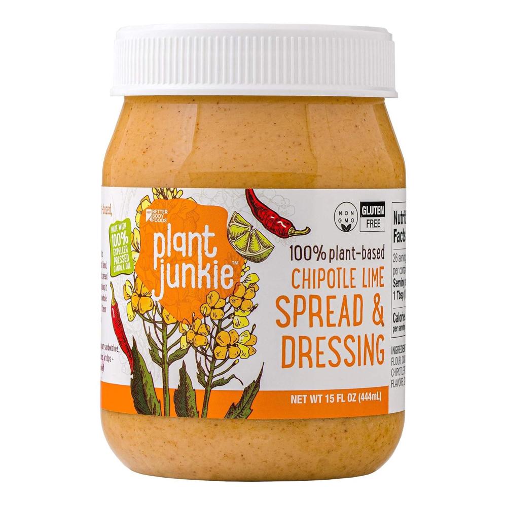 image:imagePlant Junkie Creamy Vegan PlantBased Avocado Oil Spread 15 Fluid OuncesCanola Oil Spread Dressing Chipotle Lime