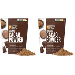 BetterBody Foods Organic Cacao Powder, Rich Chocolate Flavor, Non-GMO, Gluten-Free, Cocoa, 16 ounce, 1 lb bag(16 Ounce (Pack of 2))