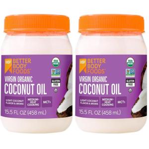 BetterBody Foods Organic Unrefined Coconut Oil – Hair & Skin Moisturizer, Baking & Cooking Oil – Light Aroma and Flavor – Butter Alternative – 56 Fl Oz(15.5 Fl Oz (Pack of 2))