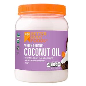 BetterBody Foods Organic Unrefined Coconut Oil – Hair & Skin Moisturizer, Baking & Cooking Oil – Light Aroma and Flavor – Butter Alternative – 56 Fl Oz(56 Fl Oz (Pack of 1))