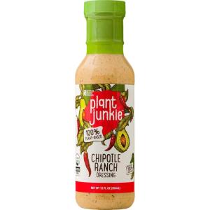 Plant Junkie Chipotle Ranch Dressing, Plant-Based Salad Dressing (12 Ounces)(Chipotle Ranch Dressing)